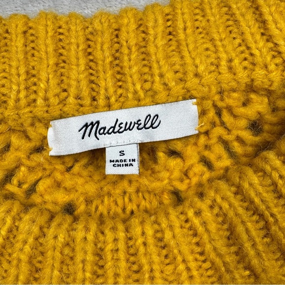 Madewell Windemere Pointelle Pullover Golden Sunset Mustard Yellow Sweater Small - Picture 14 of 16